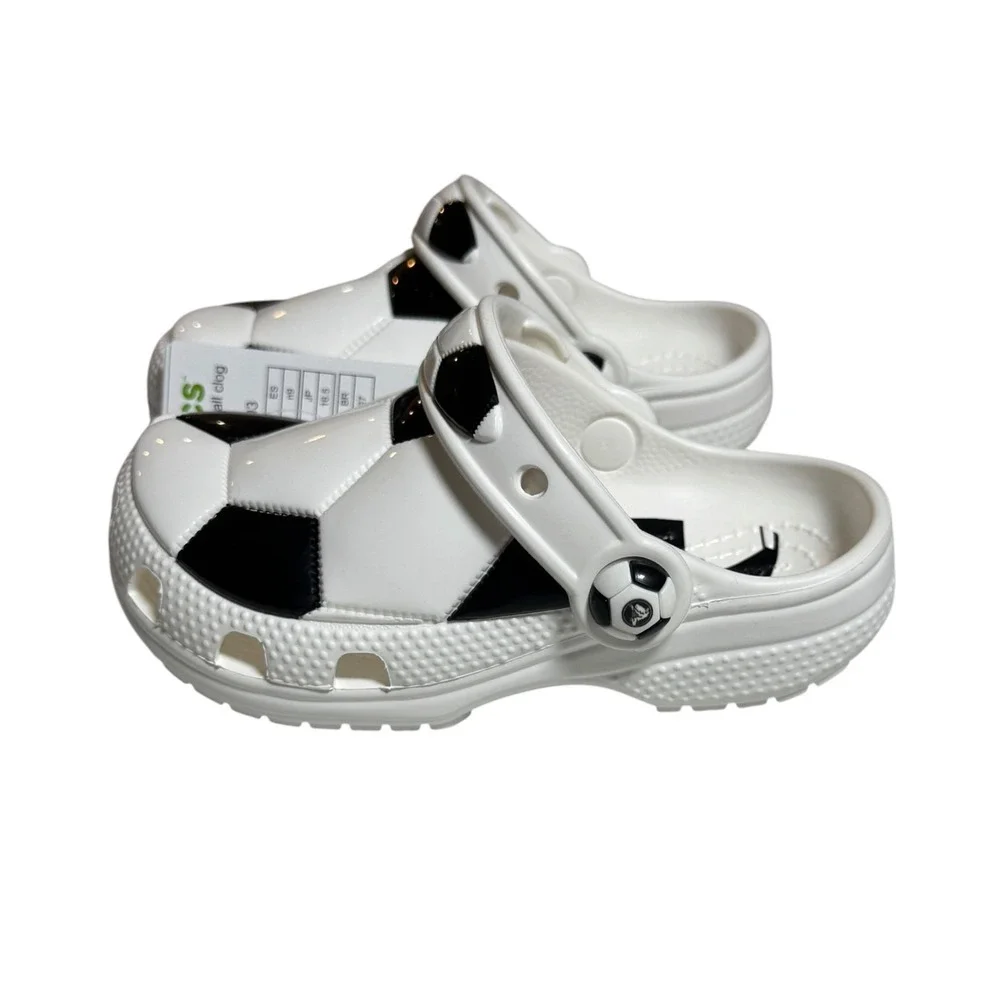 Crocs Classic Soccer Ball Clog Kids Toddler Size C9 White Black MWR